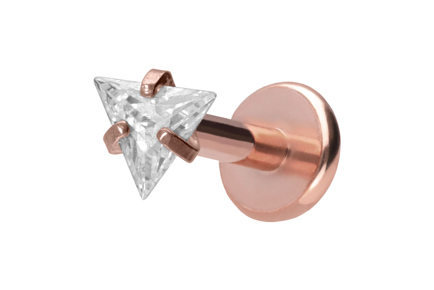 Titan Labret Piercing mit Push Fit EINGEFASSTES KRISTALLDREIECK